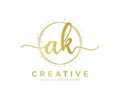 Initial AK feminine logo. Usable for Nature, Salon, Spa, Cosmetic and Beauty Logos. Flat Vector Logo Design Template Element.