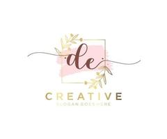 Initial DE feminine logo. Usable for Nature, Salon, Spa, Cosmetic and Beauty Logos. Flat Vector Logo Design Template Element.