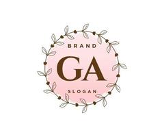 Initial GA feminine logo. Usable for Nature, Salon, Spa, Cosmetic and Beauty Logos. Flat Vector Logo Design Template Element.