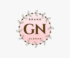 Initial GN feminine logo. Usable for Nature, Salon, Spa, Cosmetic and Beauty Logos. Flat Vector Logo Design Template Element.