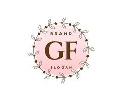 logotipo femenino gf inicial. utilizable para logotipos de naturaleza, salón, spa, cosmética y belleza. elemento de plantilla de diseño de logotipo de vector plano.