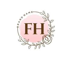 Initial FH feminine logo. Usable for Nature, Salon, Spa, Cosmetic and Beauty Logos. Flat Vector Logo Design Template Element.