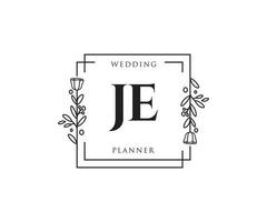 logo femenino inicial je. utilizable para logotipos de naturaleza, salón, spa, cosmética y belleza. elemento de plantilla de diseño de logotipo de vector plano.