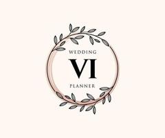 VI Initials letter Wedding monogram logos collection, hand drawn modern minimalistic and floral templates for Invitation cards, Save the Date, elegant identity for restaurant, boutique, cafe in vector