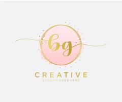 Initial BG feminine logo. Usable for Nature, Salon, Spa, Cosmetic and Beauty Logos. Flat Vector Logo Design Template Element.