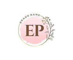 Initial EP feminine logo. Usable for Nature, Salon, Spa, Cosmetic and Beauty Logos. Flat Vector Logo Design Template Element.