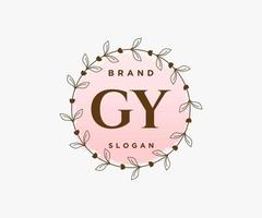 logotipo femenino inicial de gy. utilizable para logotipos de naturaleza, salón, spa, cosmética y belleza. elemento de plantilla de diseño de logotipo de vector plano.