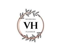 VH Initials letter Wedding monogram logos collection, hand drawn modern minimalistic and floral templates for Invitation cards, Save the Date, elegant identity for restaurant, boutique, cafe in vector