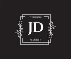 Initial JD feminine logo. Usable for Nature, Salon, Spa, Cosmetic and Beauty Logos. Flat Vector Logo Design Template Element.