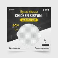 Special food social media post vector with dark backgrounds. Modern restaurant business promotional web banner vector with brush effect. Restaurant food menu advertisement template.