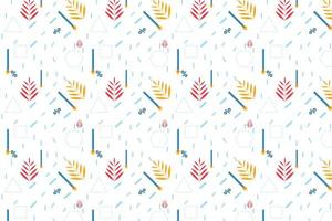 Mathematical pattern decoration with pen and leaf icons on a white background. Abstract education pattern design for assignment cover page. Endless study pattern vector for wallpapers and book covers.