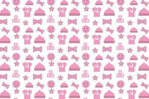 Seamless baby pattern decoration with pink toy elements vector for backdrops. Abstract childish pattern design for book covers, wallpapers, and backgrounds. Endless pattern vector with baby toys.