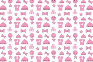 Seamless baby pattern decoration with pink toy elements vector for backdrops. Abstract childish pattern design for book covers, wallpapers, and backgrounds. Endless pattern vector with baby toys.