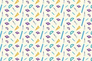 Educational background pattern and texture design for book covers and wallpapers. Seamless study pattern vector with geometric scales, compass, and book icons. Abstract pattern backdrop for education.