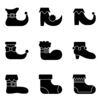 Set of Elf shoes in flat style isolated vector