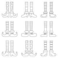 Set of Elf feet in line style isolated vector