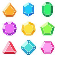 Set of gems in flat style isolated vector