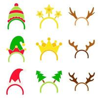 Set of Christmas headband in flat style isolated vector