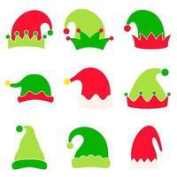 Set of Elf hat isolated on white background vector