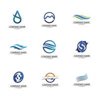 Isolated round shape logo. Blue color logotype. Flowing water image. Sea, ocean, river surface. vector