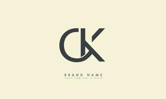 Alphabet letters Initials Monogram logo CK, KC, C and K vector