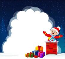 A boy out from chimney in winter season vector