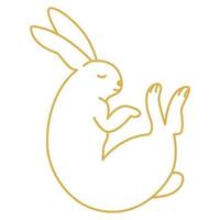 Contour drawing of a hare. Sleeping Rabbit Coloring Book, Logo, Badge. vector