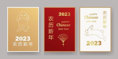 Chinese new year 2023 lucky red envelope money packet on color background for the year of the Rabbit Translation happy Chinese new year 2023 vector