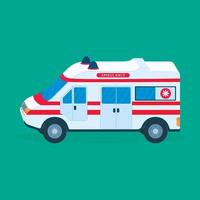 Vector illustration of an ambulance on its way to a call. Isolated victim rescue vehicle.