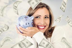 Businesswoman With Piggy Bank photo