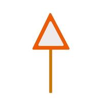 Warning triangular road sign with a red border. Design element of a modern city and road. Vector illustration