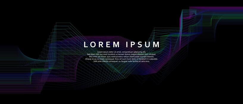 Modern black background with wavy abstract lines vector