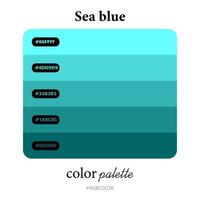 Sea blue color palettes accurately with codes, Perfect for use by illustrators vector