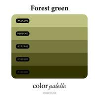 Forest green color palettes accurately with codes, Perfect for use by illustrators vector