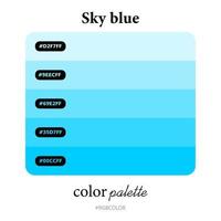 Sky blue color palettes accurately with codes, Perfect for use by illustrators vector