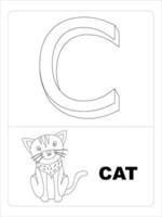 Alphabet Animal Coloring page for kids line art vector