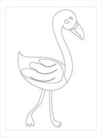 flamingo coloring-page for kids bay art line vector