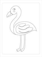 flamingo coloring-page for kids bay art line vector