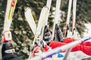 Skis in snow photo