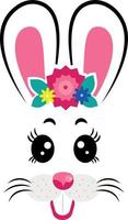 bunny masks with pink ears and flowers vector