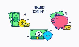 Cute Finance Concept with Line Vector