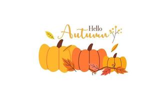 Hello Pumpkin Season Cute Hand Drawn Vector