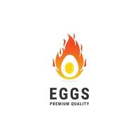diseño de huevo con vector plano de plantilla de logotipo de estilo fuego