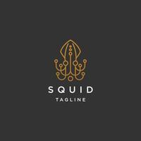 Squid line art logo icon design template flat vector