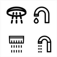 Line shower icon set isolated on white background. Outline bathroom symbols for website design, mobile application, ui. Collection of shower pictogram. Vector illustration, editable strok. Eps10