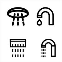 Line shower icon set isolated on white background. Outline bathroom symbols for website design, mobile application, ui. Collection of shower pictogram. Vector illustration, editable strok. Eps10