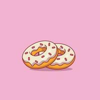 Donuts Vector Icon Illustration. Food Icon Concept White Isolated. Flat Cartoon Style Suitable for Web Landing Page, Banner, Sticker, Background