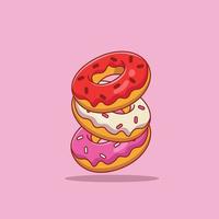 Ilustración de icono de vector de donuts. icono de comida concepto blanco aislado. estilo de caricatura plana adecuado para la página de inicio web, banner, pegatina, fondo