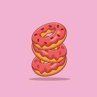 Donuts Vector Icon Illustration. Food Icon Concept White Isolated. Flat Cartoon Style Suitable for Web Landing Page, Banner, Sticker, Background