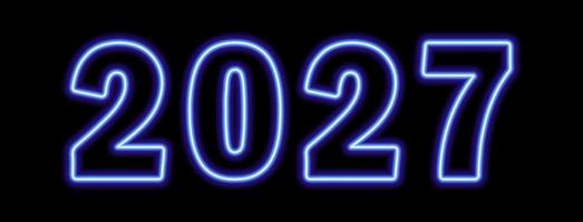 Blue neon colored 2027 year on black background vector